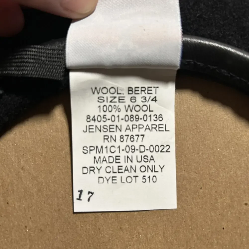 U.S. Military Garrison Collection Army Black Wool Beret Hat Cap Size 6 3/4 USA